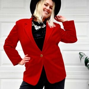 Sag Harbor Bold Red 100% Wool Blazer